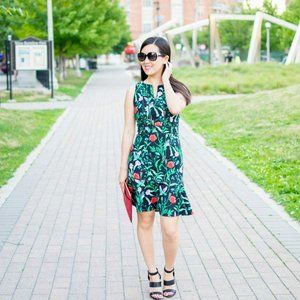 Kate Spade Jardin Tile Tropical Floral Bird Dress